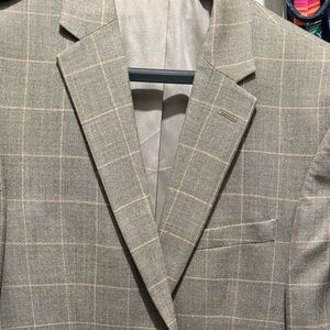Jos A Bank 42L Tan Olive Windowpane Jacket / Blazer /Suit Separate/ Sport Coat